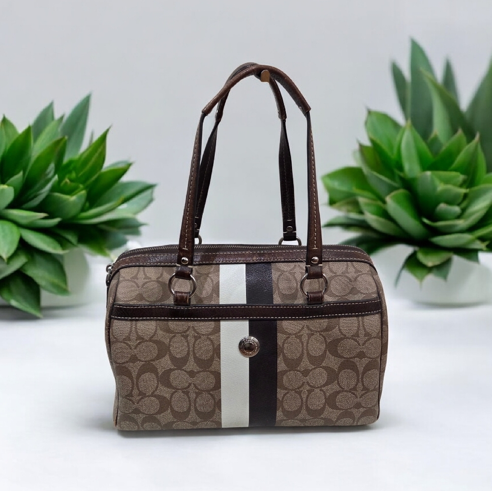 🤎▪️Coach ▪️ Heritage Stripe Signature Satchel (model F14478)  [2010 Year]